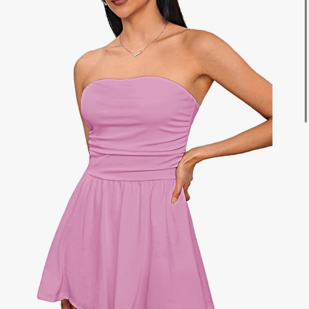 Elegant Pink Strapless Dress